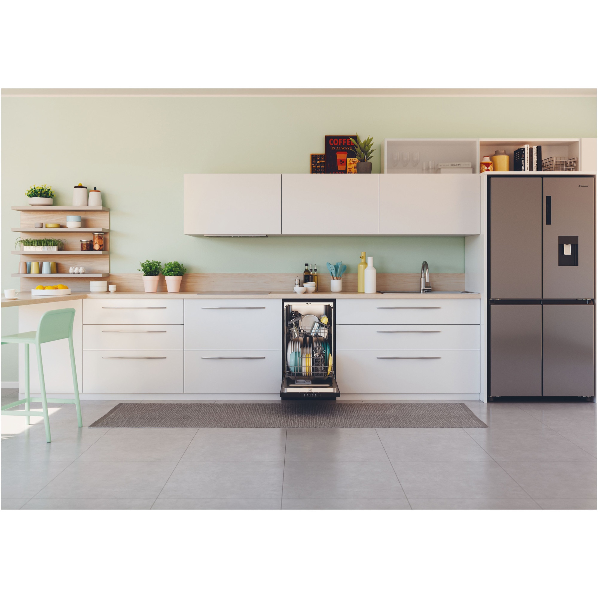 Masina de spalat vase Candy CDPH 2L1047B, 10 seturi, 5 programe, Clasa E, 45 cm, Negru