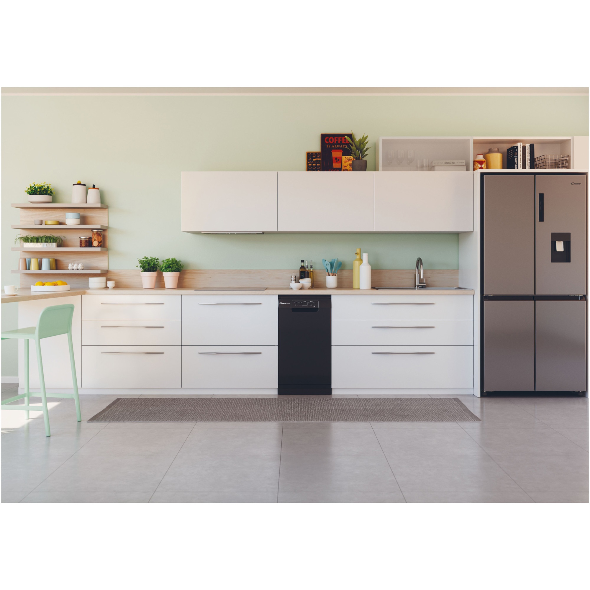Masina de spalat vase Candy CDPH 2L1047B, 10 seturi, 5 programe, Clasa E, 45 cm, Negru