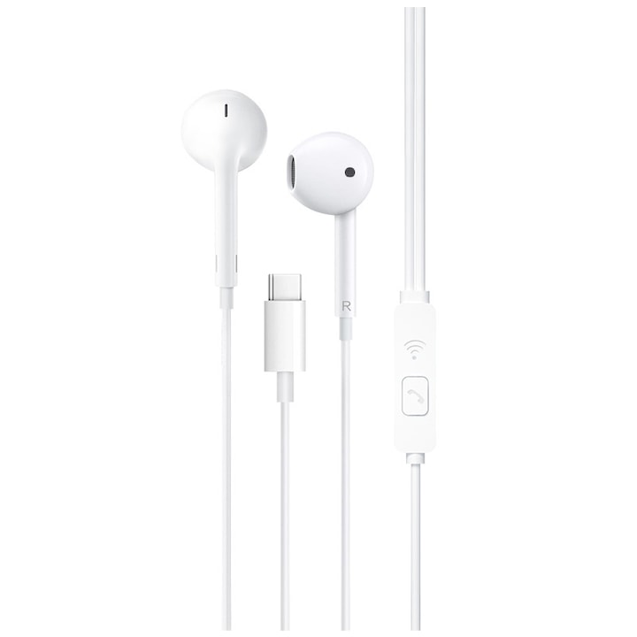 Casti cu fir, in-ear, USB Type-C, cablu 1.2m, alb
