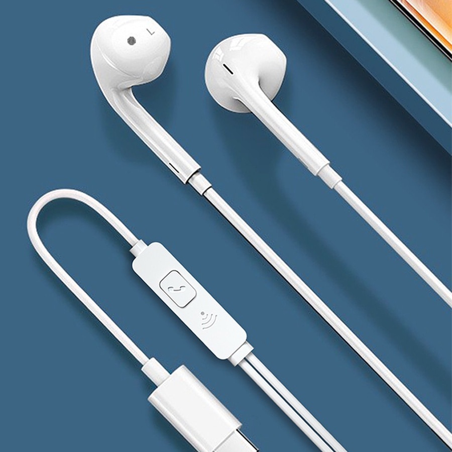 Casti cu fir, in-ear, USB Type-C, cablu 1.2m, alb