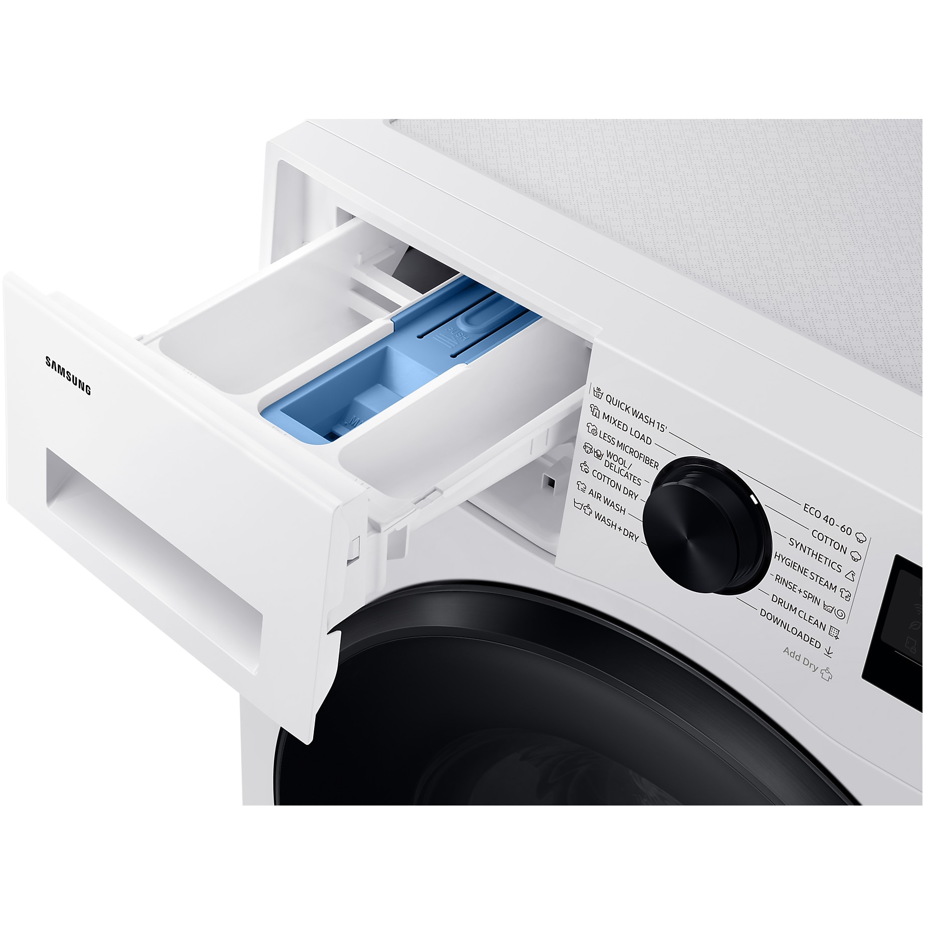 Masina de spalat rufe cu uscator Samsung WD90DG5B15BELE, Spalare 9 kg, Uscare 6 kg, 1400 RPM, Clasa D, AI Ecobubble, WiFi, Alb