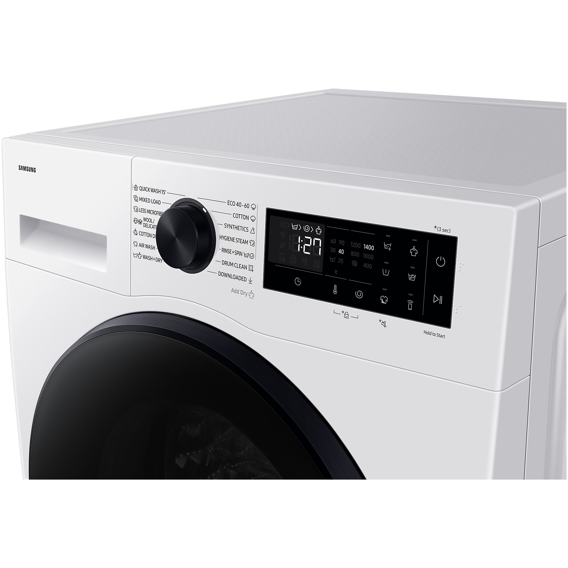 Masina de spalat rufe cu uscator Samsung WD90DG5B15BELE, Spalare 9 kg, Uscare 6 kg, 1400 RPM, Clasa D, AI Ecobubble, WiFi, Alb