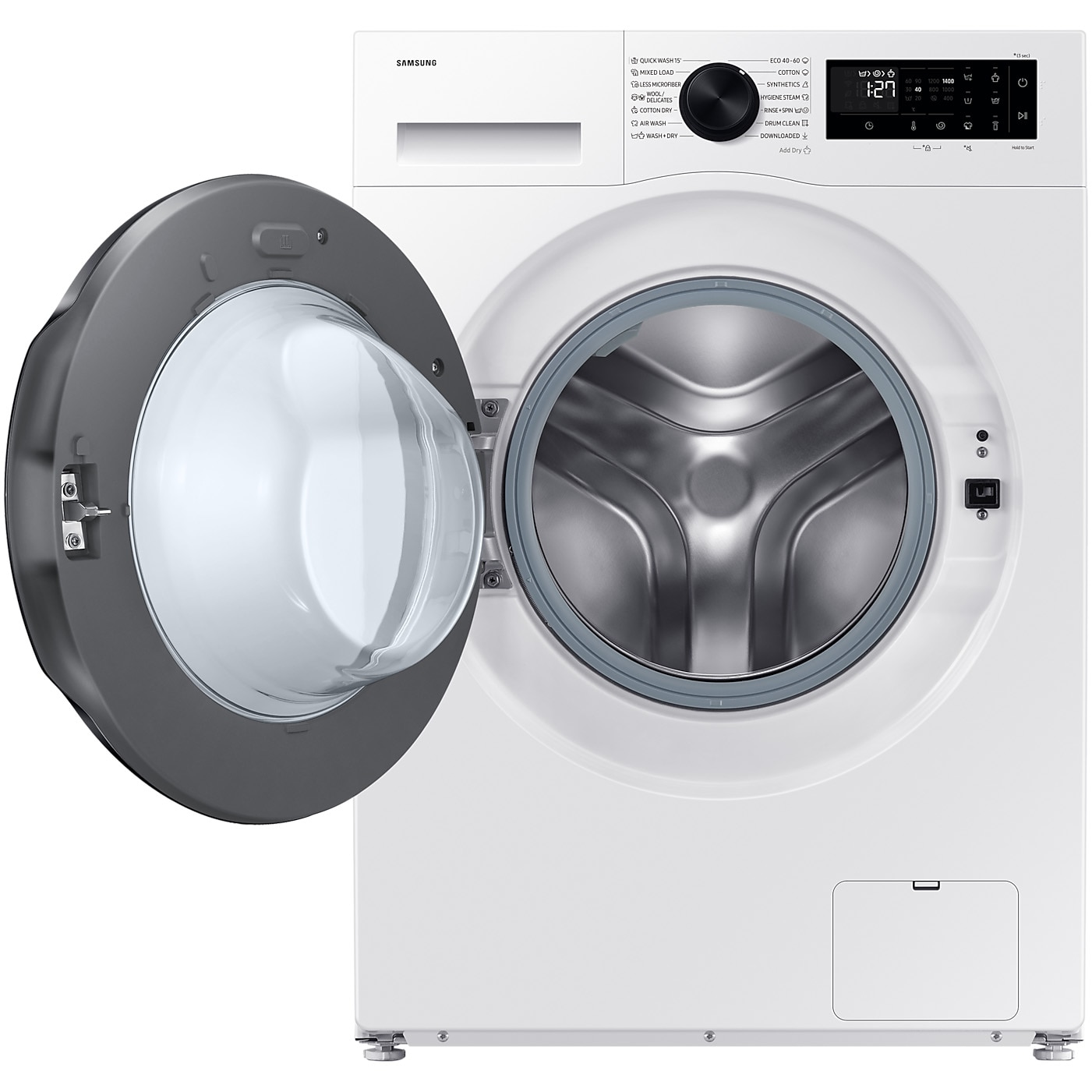 Masina de spalat rufe cu uscator Samsung WD90DG5B15BELE, Spalare 9 kg, Uscare 6 kg, 1400 RPM, Clasa D, AI Ecobubble, WiFi, Alb