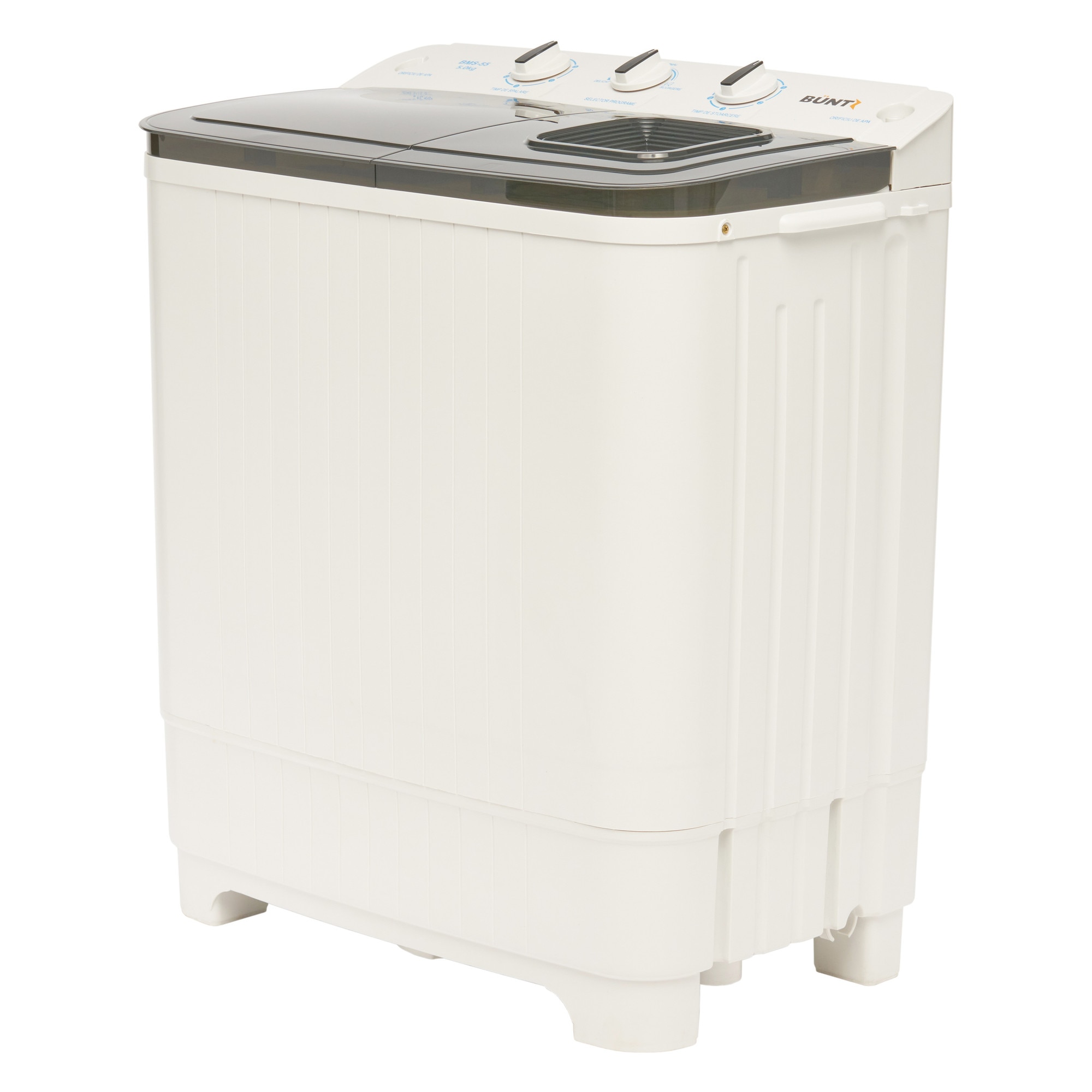 Masina de spalat rufe semiautomata Büntz BMS-55, 5 Kg, Capacitate rufe stoarcere 3Kg, 300 W, Negru