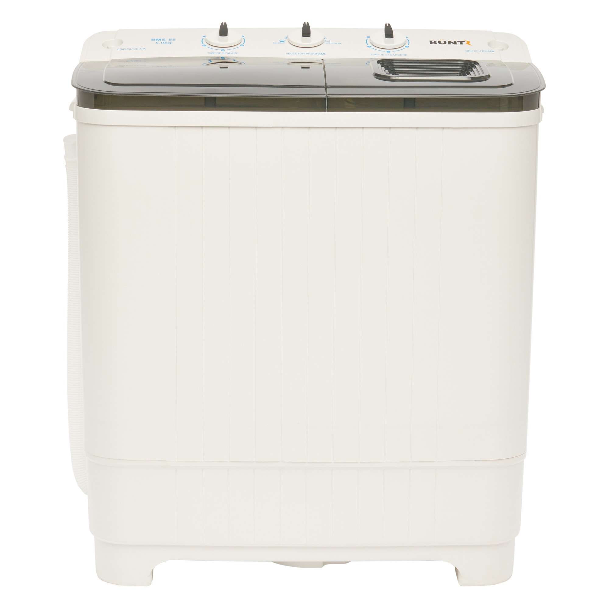 Masina de spalat rufe semiautomata Büntz BMS-55, 5 Kg, Capacitate rufe stoarcere 3Kg, 300 W, Negru