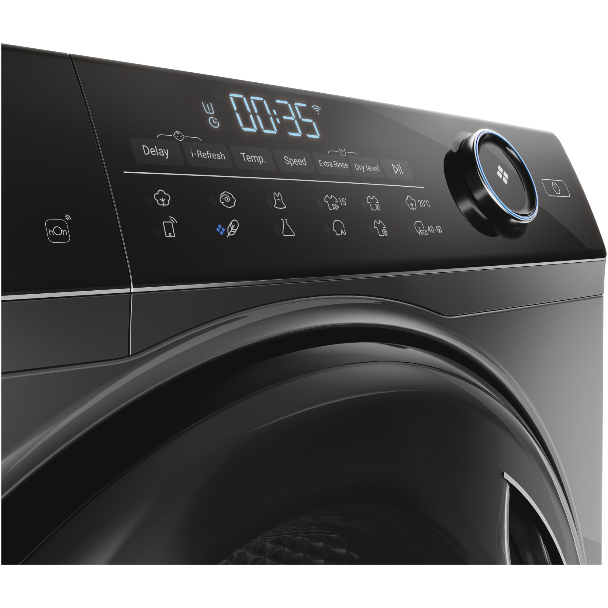 Masina de spalat rufe cu uscator Slim Haier HWD80-B14959S8U1S, 8 kg spalare, 5 kg uscare, 1400 rpm, Clasa A, Motor Direct Motion, Wi-Fi, iRefresh, ABT, Pillow Drum, Dual Spray, Antracit