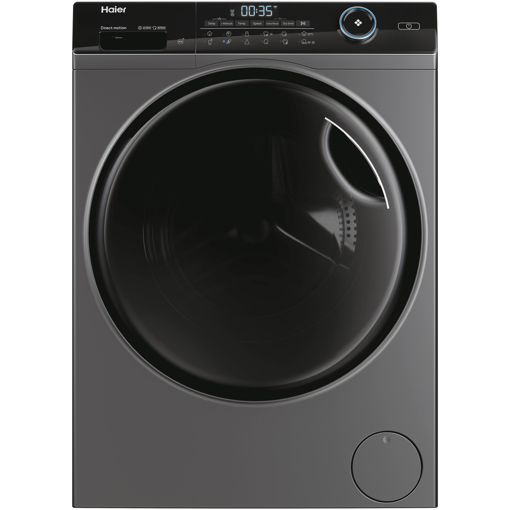 Masina de spalat rufe cu uscator Slim Haier HWD80-B14959S8U1S, 8 kg spalare, 5 kg uscare, 1400 rpm, Clasa A, Motor Direct Motion, Wi-Fi, iRefresh, ABT, Pillow Drum, Dual Spray, Antracit