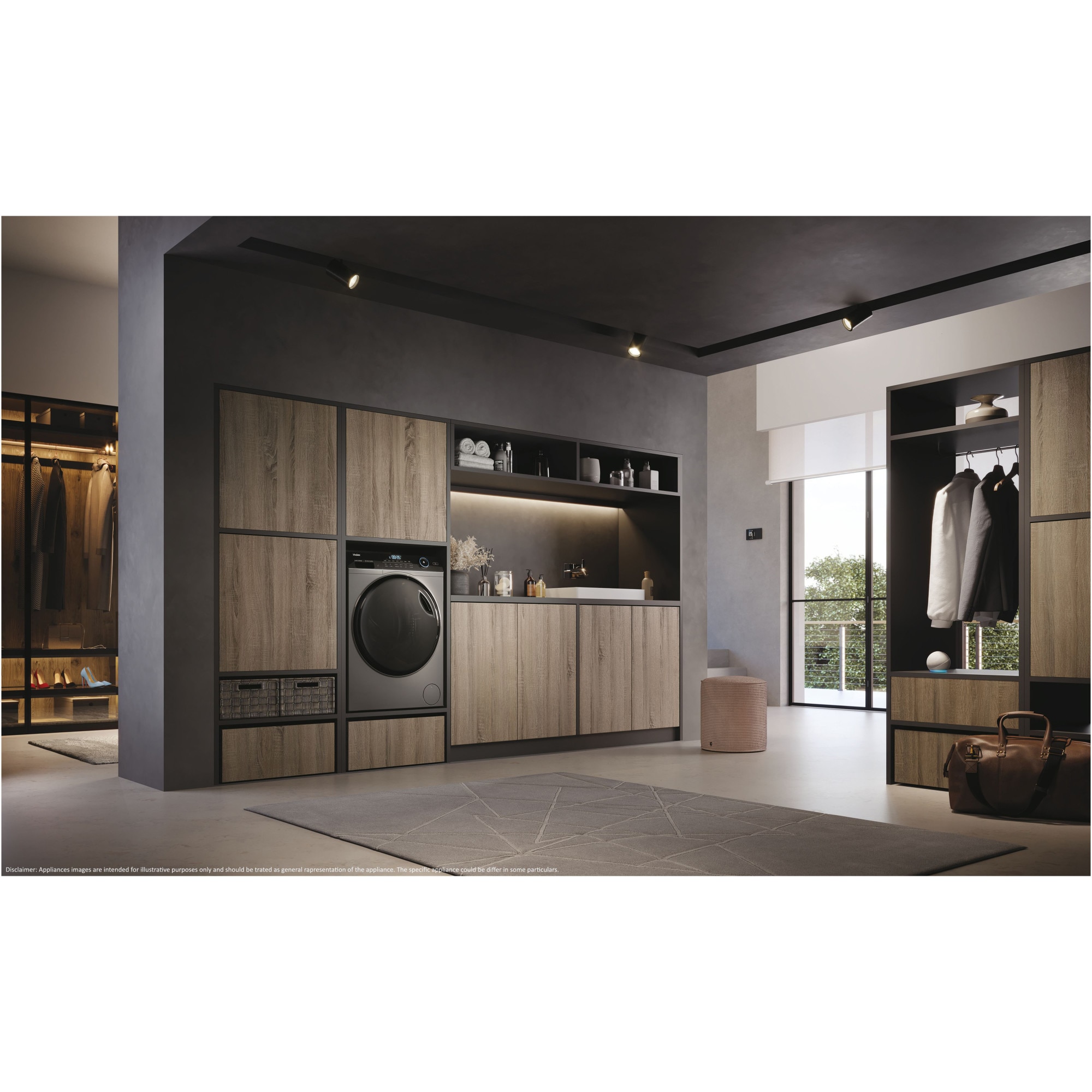 Masina de spalat rufe cu uscator Slim Haier HWD80-B14959S8U1S, 8 kg spalare, 5 kg uscare, 1400 rpm, Clasa A, Motor Direct Motion, Wi-Fi, iRefresh, ABT, Pillow Drum, Dual Spray, Antracit
