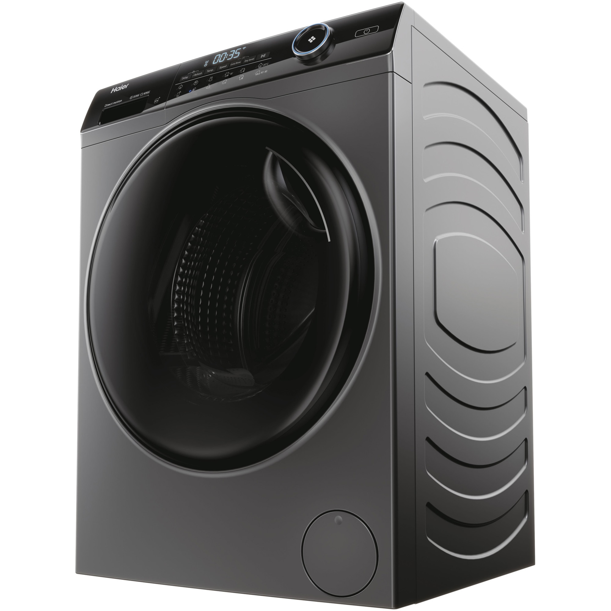 Masina de spalat rufe cu uscator Slim Haier HWD80-B14959S8U1S, 8 kg spalare, 5 kg uscare, 1400 rpm, Clasa A, Motor Direct Motion, Wi-Fi, iRefresh, ABT, Pillow Drum, Dual Spray, Antracit