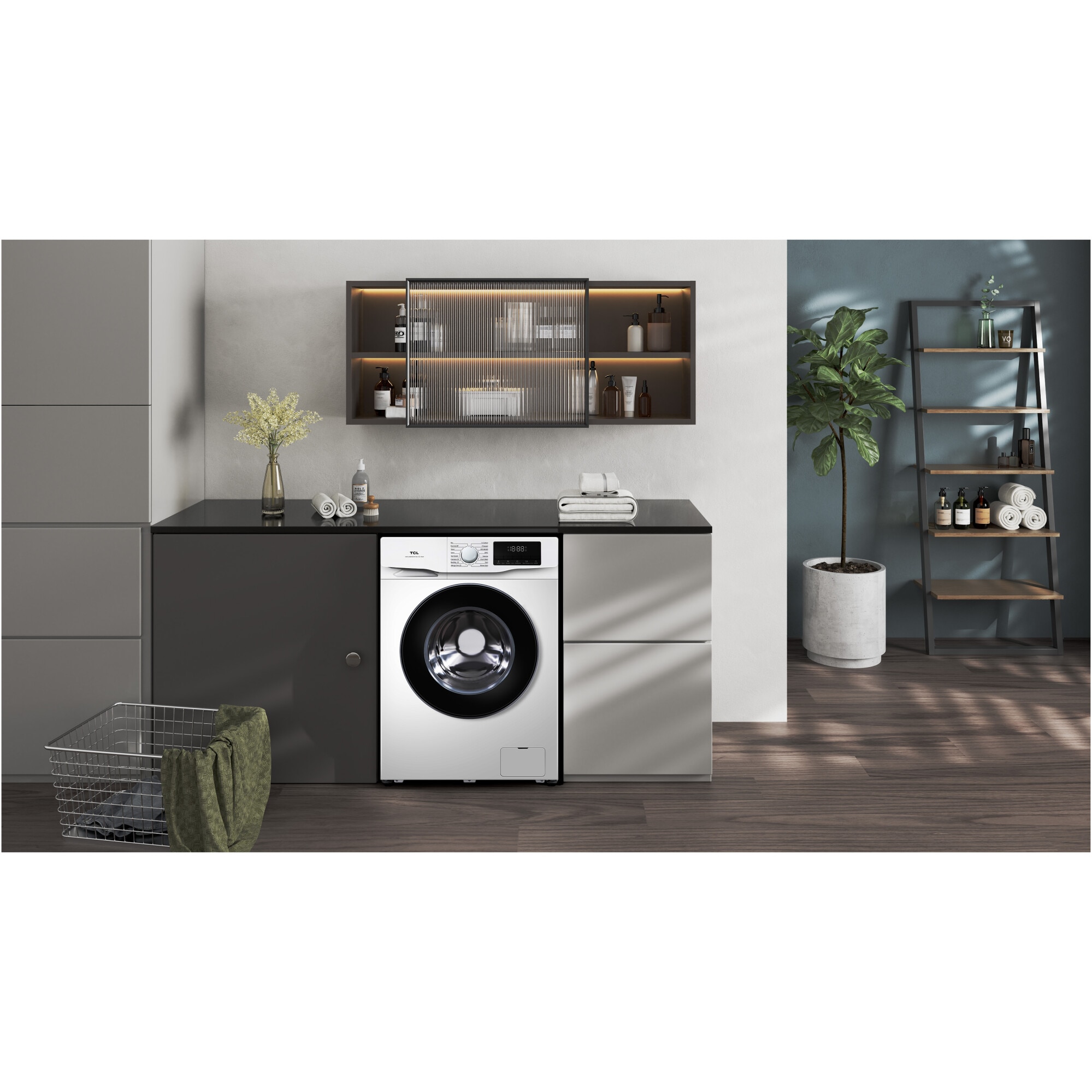 Masina de spalat rufe TCL FF0612WB1, 6 kg, 1200 RPM, Clasa B, Motor Inverter, Steam Wash, Drum Clean, Honeycomb Drum, Alb