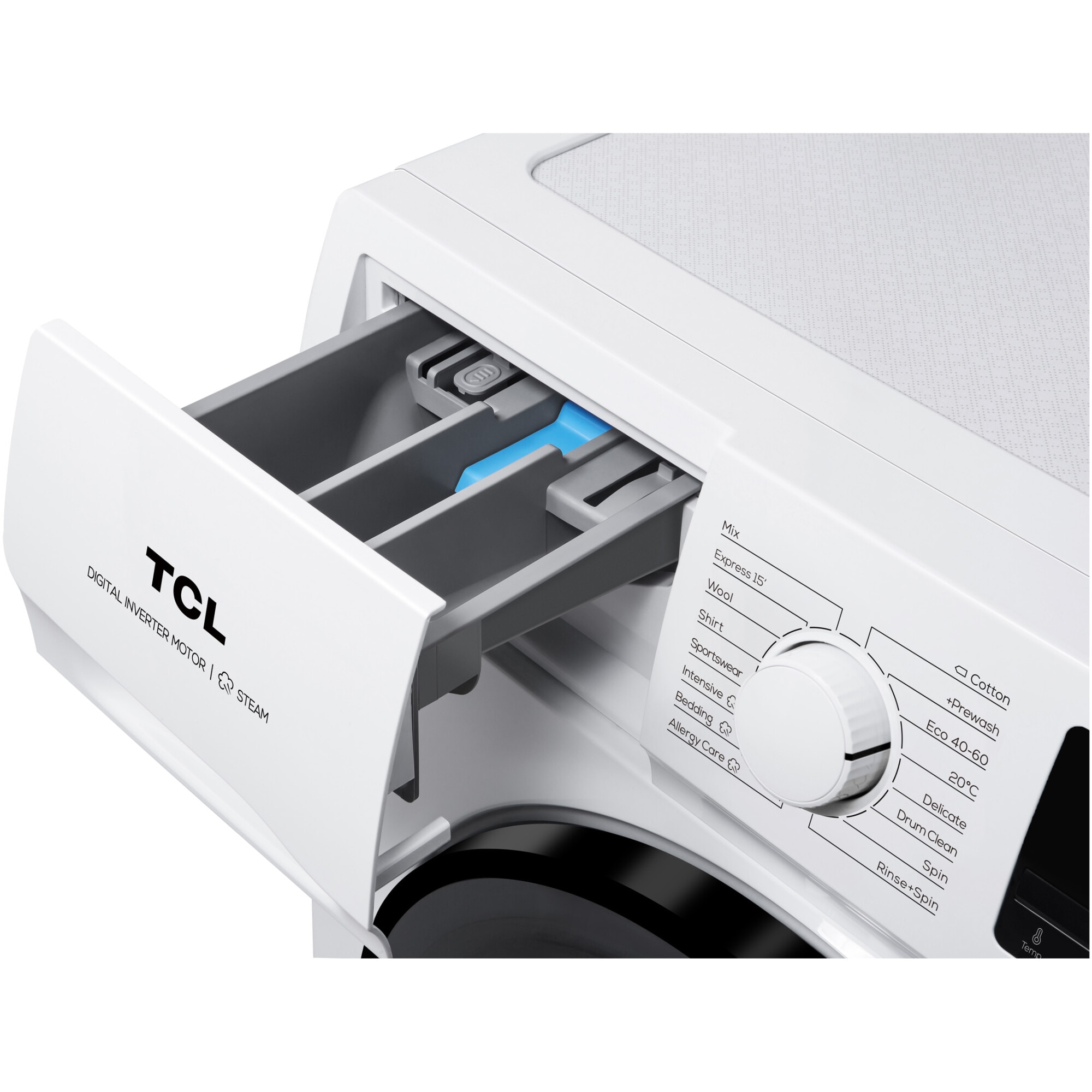 Masina de spalat rufe TCL FF0612WB1, 6 kg, 1200 RPM, Clasa B, Motor Inverter, Steam Wash, Drum Clean, Honeycomb Drum, Alb