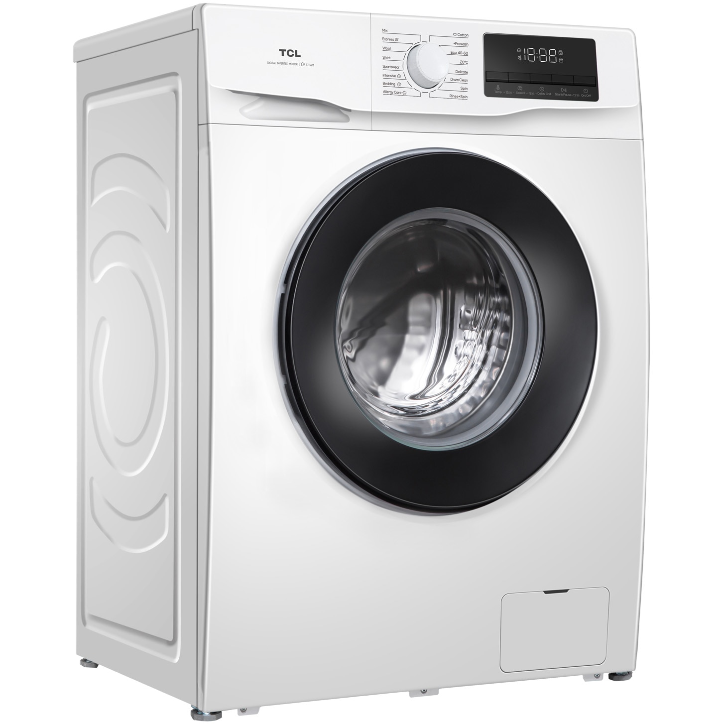 Masina de spalat rufe TCL FF0612WB1, 6 kg, 1200 RPM, Clasa B, Motor Inverter, Steam Wash, Drum Clean, Honeycomb Drum, Alb