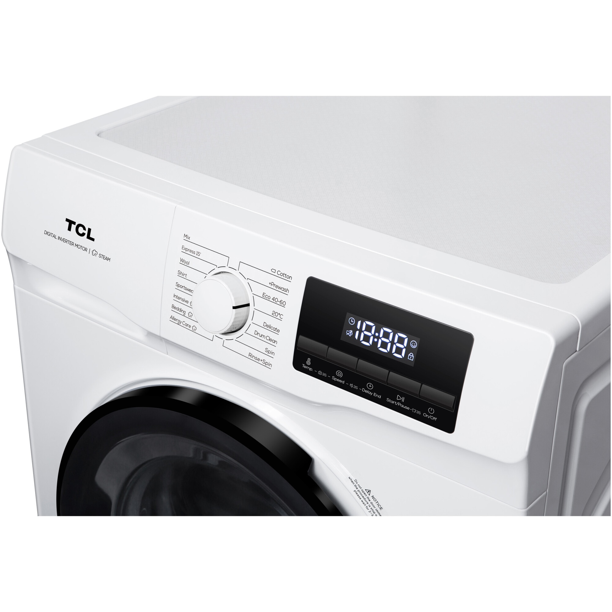 Masina de spalat rufe TCL FF0612WB1, 6 kg, 1200 RPM, Clasa B, Motor Inverter, Steam Wash, Drum Clean, Honeycomb Drum, Alb