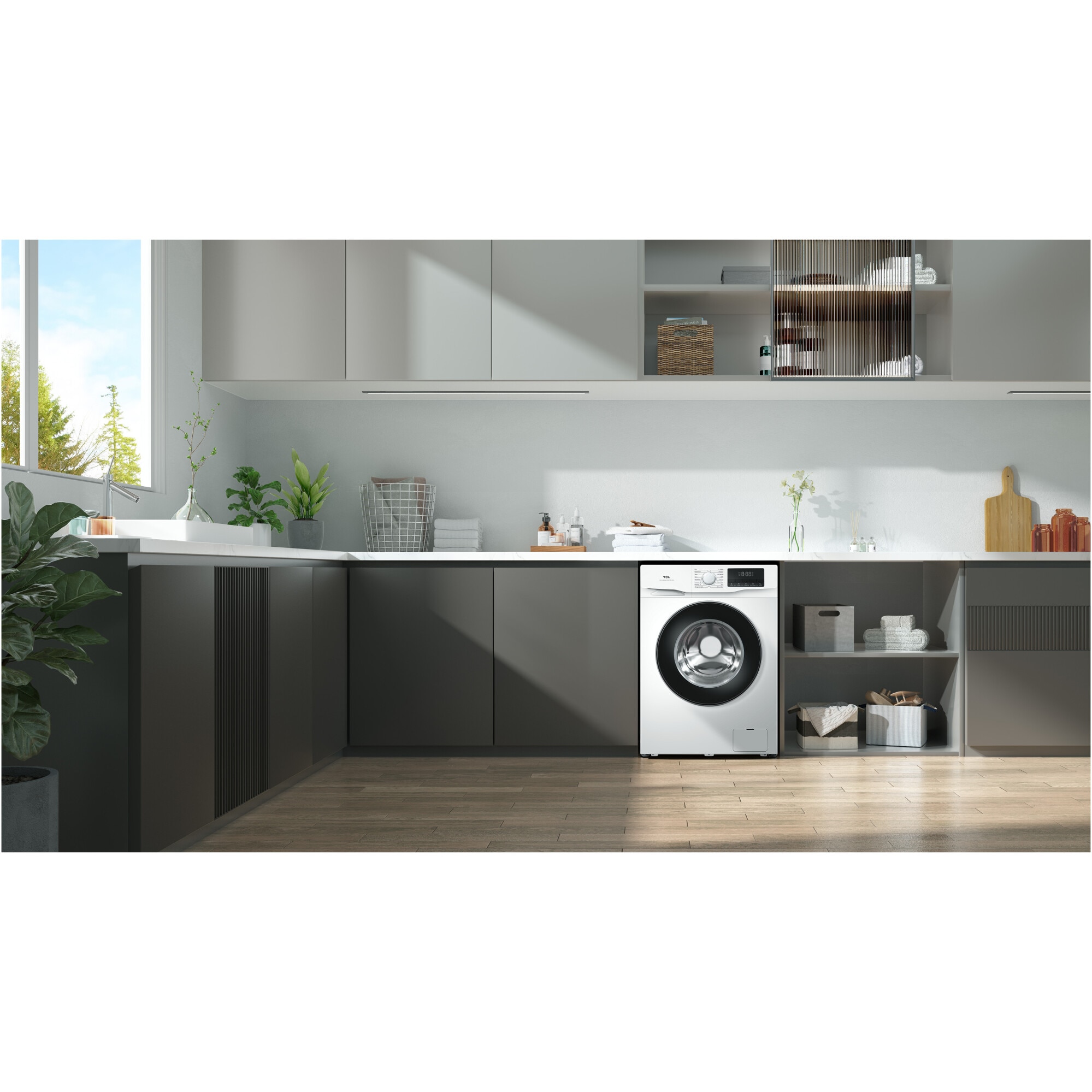 Masina de spalat rufe TCL FF0612WB1, 6 kg, 1200 RPM, Clasa B, Motor Inverter, Steam Wash, Drum Clean, Honeycomb Drum, Alb
