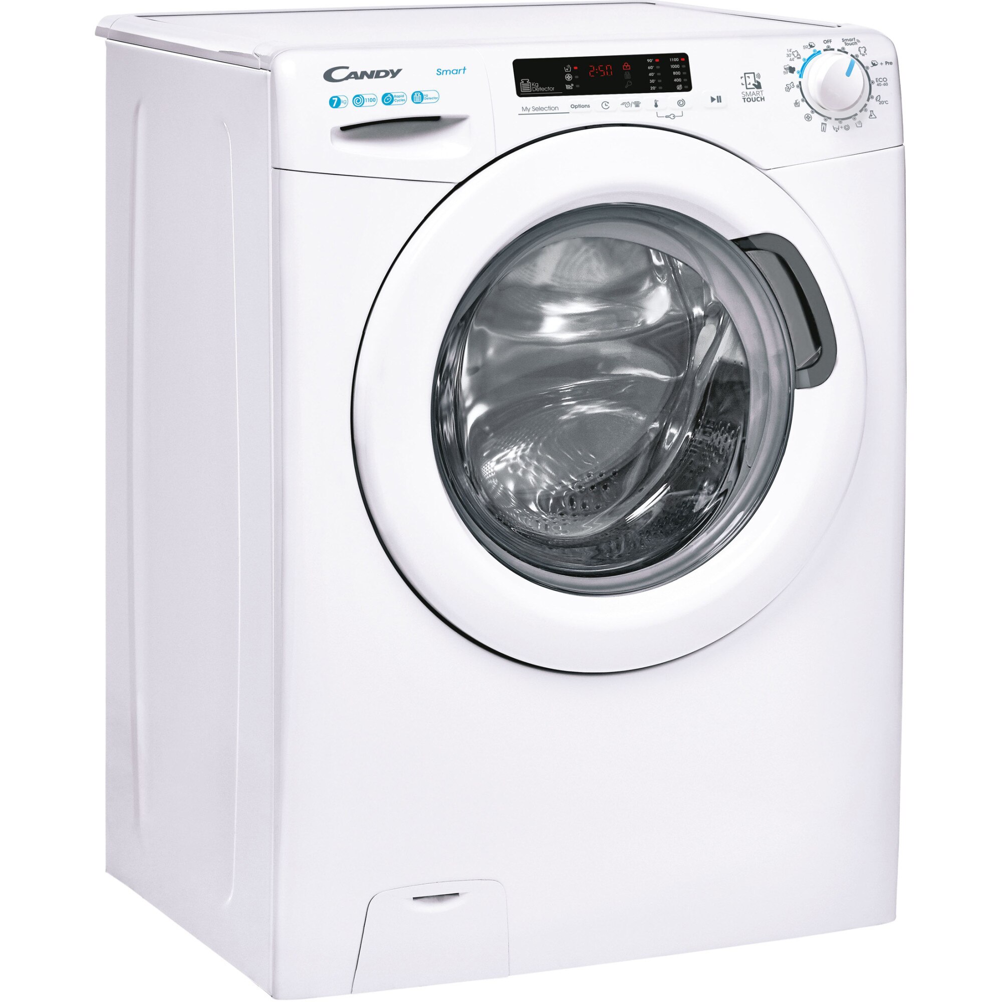 Masina de spalat rufe Candy CS4 1172DE/1-S, clasa D, 7 kg, 1100 rpm, Easy Iron, Slim, Programe rapide de spalare, Hygiene, alb