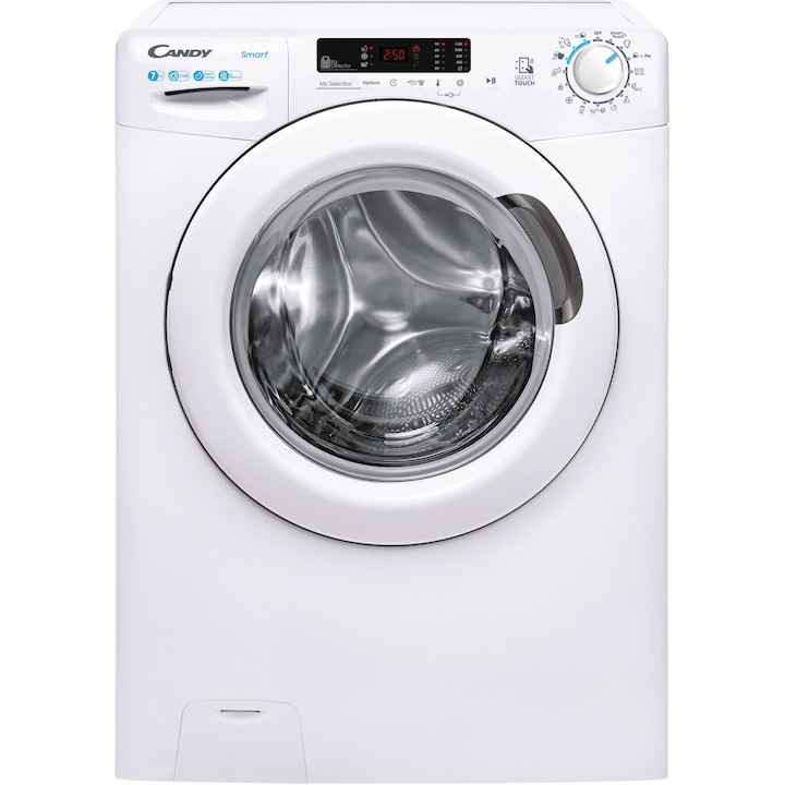 Masina de spalat rufe Candy CS4 1172DE/1-S, clasa D, 7 kg, 1100 rpm, Easy Iron, Slim, Programe rapide de spalare, Hygiene, alb