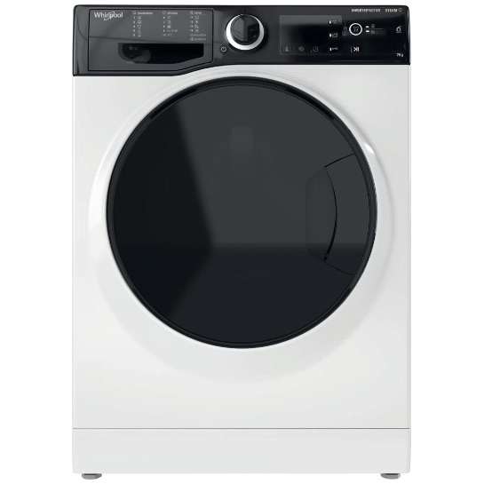 Masina de spalat rufe Slim Whirlpool WRSB7259DEU, 7 kg, 1200 rpm, Clasa B, Motor Inverter, Display Big digital, Negru