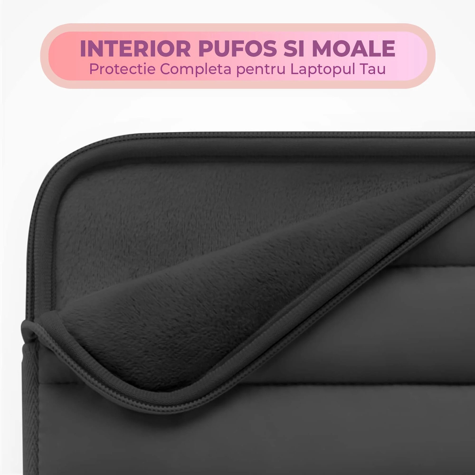 Geanta Laptop portabila Timebox, 14'', 15'', 16'' inch, pentru Notebook, Ultrabook, captusit interior cu microfibra, impermeabila, Compatibila MacBook Pro/Air, Asus, Dell, HP, Lenovo, Negru