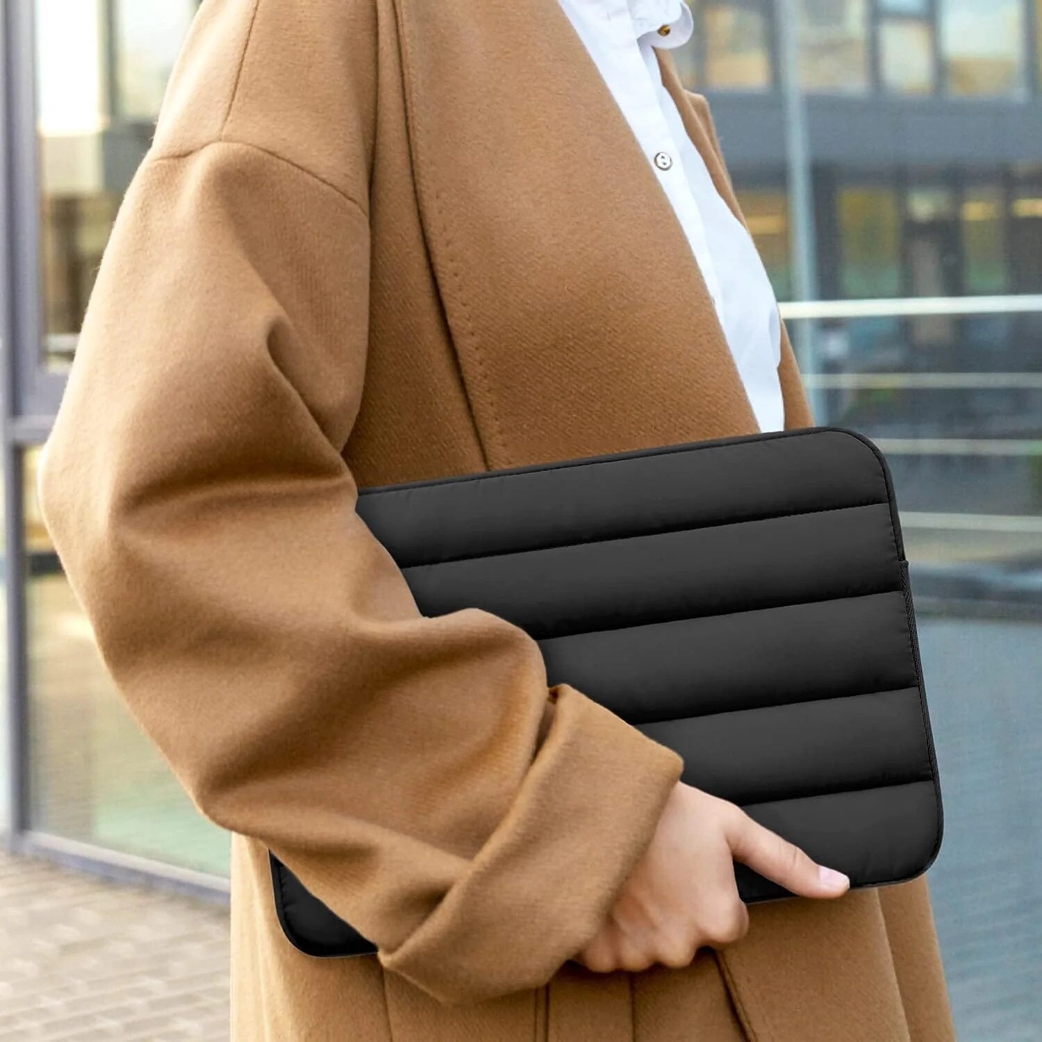 Geanta Laptop portabila Timebox, 14'', 15'', 16'' inch, pentru Notebook, Ultrabook, captusit interior cu microfibra, impermeabila, Compatibila MacBook Pro/Air, Asus, Dell, HP, Lenovo, Negru