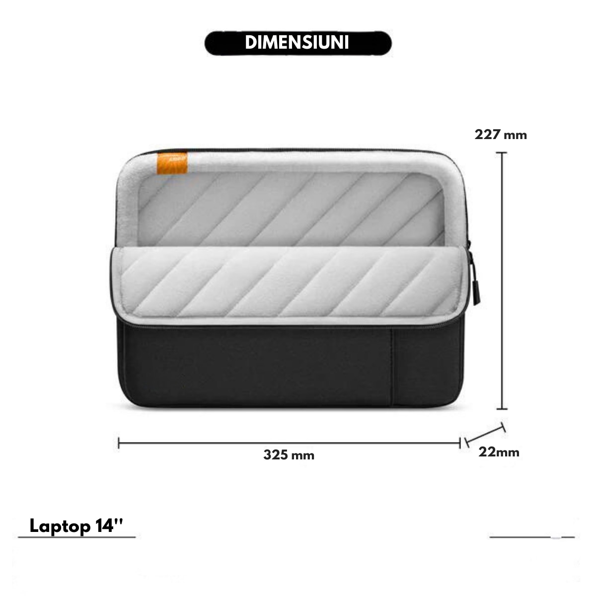 Husa de Protectie si Transport Laptop / Tableta de 14 Inch, Dasbo®, Impermeabila, Rezistenta la socuri, Fermoar rezistent, cu Burete moale impotriva socurilor, Colturi intarite, Compatibila Universal, Negru