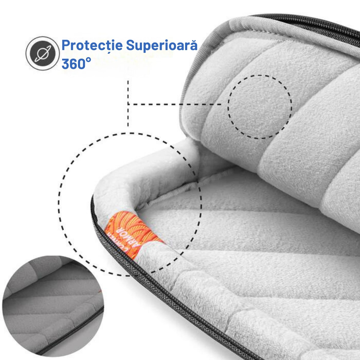 Husa de Protectie si Transport Laptop / Tableta de 14 Inch, Dasbo®, Impermeabila, Rezistenta la socuri, Fermoar rezistent, cu Burete moale impotriva socurilor, Colturi intarite, Compatibila Universal, Negru