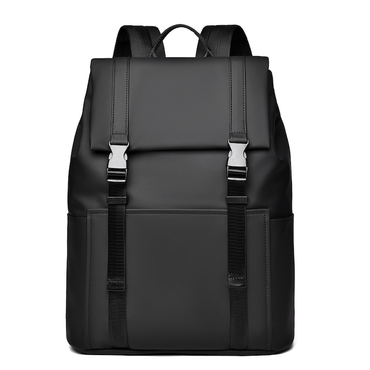 Rucsac Laptop, HITTERGEM® UrbanShield Minimalist pentru Birou, Rucsac Laptop 15.6 Inch din Polyester Premium Rezistent si Impermeabil, Rucsac Laptop cu Design Futurist pentru Uz Zilnic, Stil Urban Modern, Negru 42x32x14 cm
