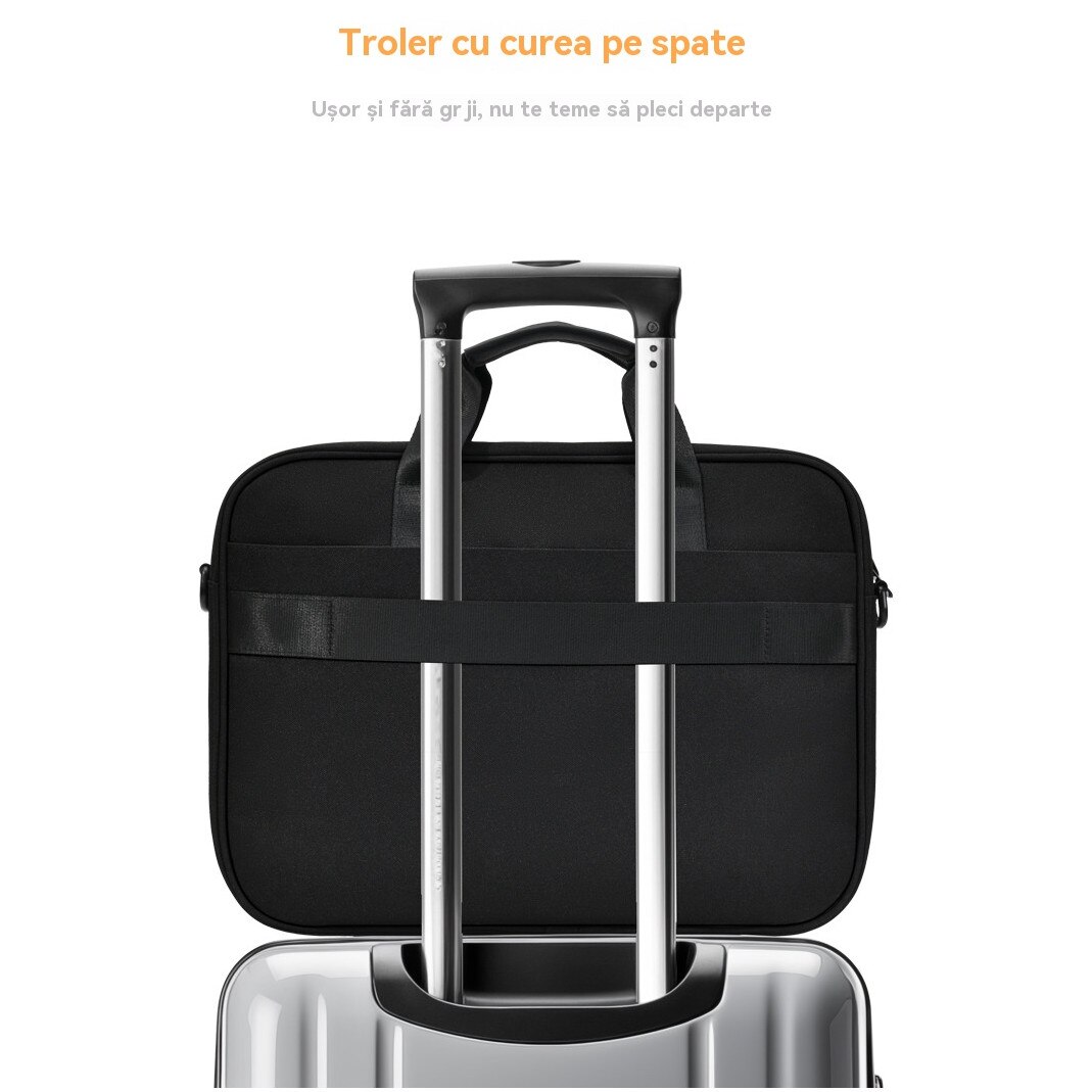 Geanta Messenger Laptop Impermeabila - Unisex, Profesionala pentru Calatorie/Universitate/Birou, 14", Negru