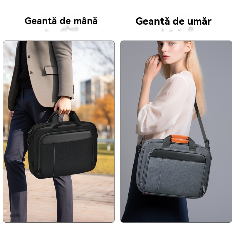 Geanta Messenger Laptop Impermeabila - Unisex, Profesionala pentru Calatorie/Universitate/Birou, 14", Negru