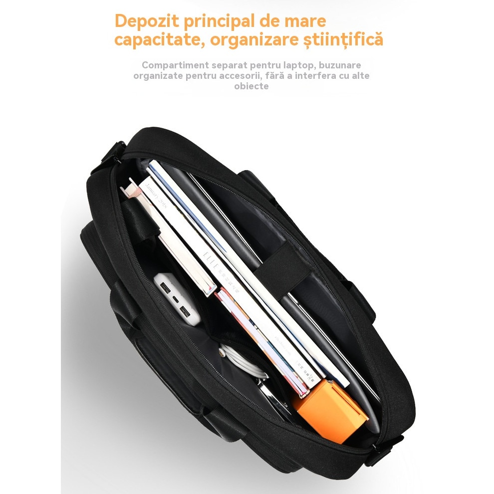 Geanta Messenger Laptop Impermeabila - Unisex, Profesionala pentru Calatorie/Universitate/Birou, 14", Negru