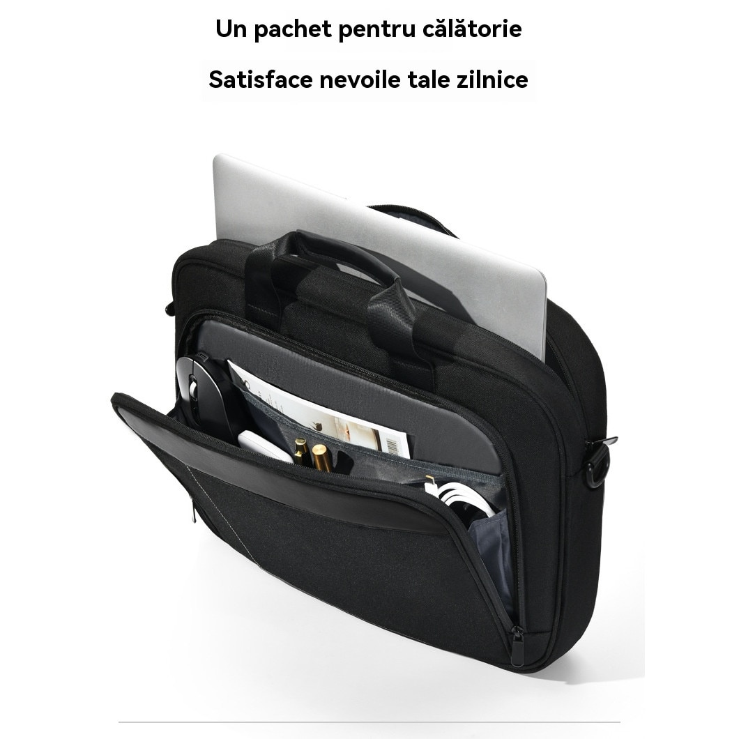 Geanta Messenger Laptop Impermeabila - Unisex, Profesionala pentru Calatorie/Universitate/Birou, 14", Negru