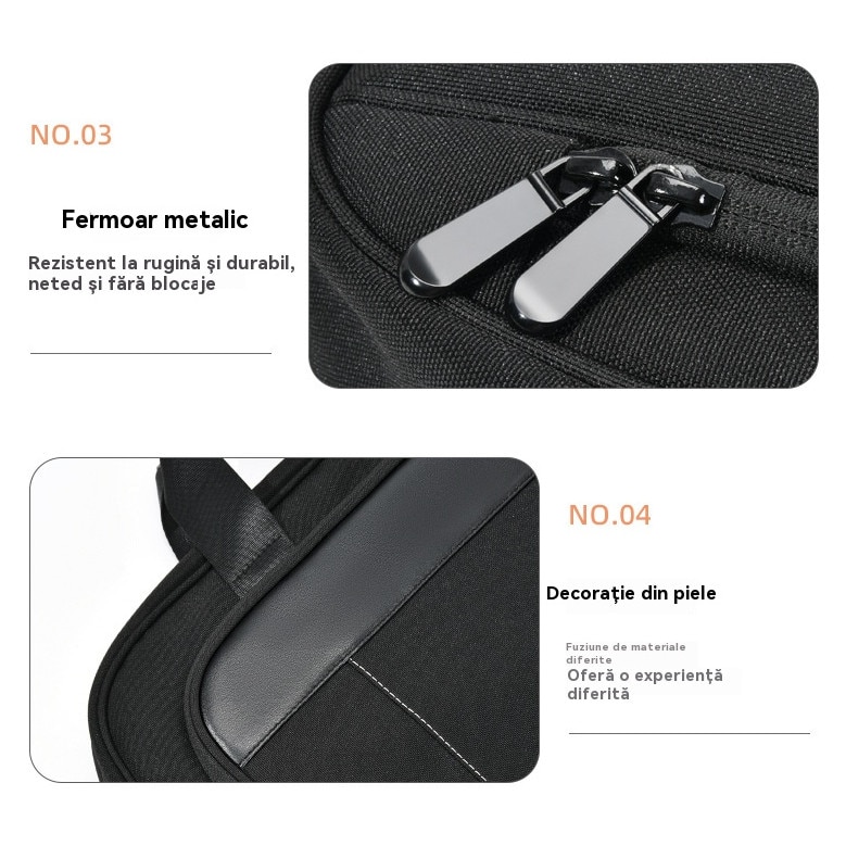 Geanta Messenger Laptop Impermeabila - Unisex, Profesionala pentru Calatorie/Universitate/Birou, 14", Negru