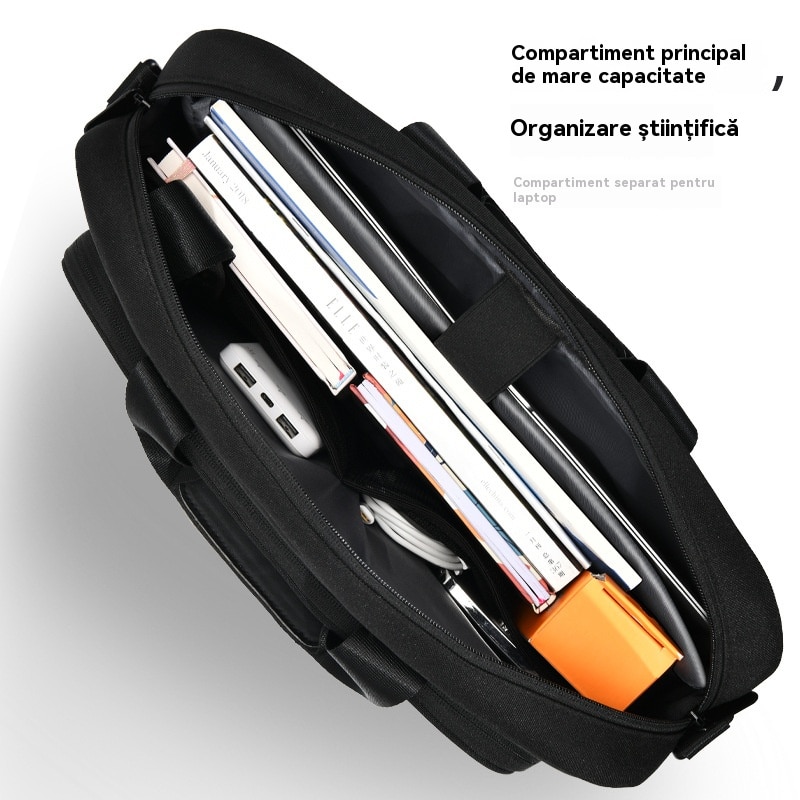 Geanta Messenger Laptop Impermeabila - Unisex, Profesionala pentru Calatorie/Universitate/Birou, 14", Negru
