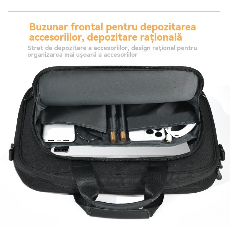 Geanta Messenger Laptop Impermeabila - Unisex, Profesionala pentru Calatorie/Universitate/Birou, 14", Negru