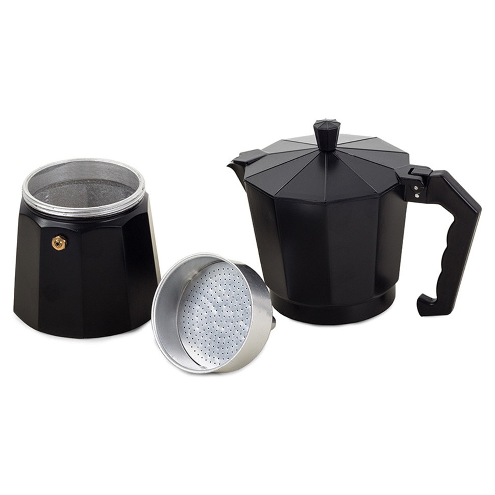 Filtru de cafea, Zola®, din aluminiu, cu maner, 150 ml, pentru 3 cesti, negru