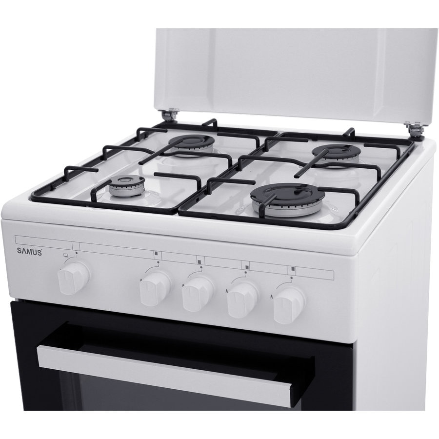 Aragaz Samus SM 450 ABS, Siguranta plita + cuptor, 4 arzatoare, Alb