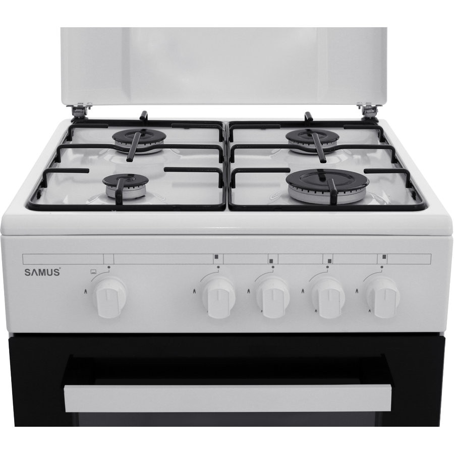 Aragaz Samus SM 450 ABS, Siguranta plita + cuptor, 4 arzatoare, Alb