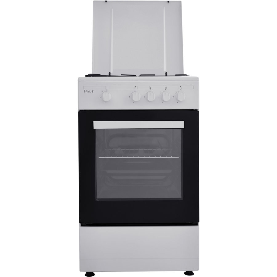 Aragaz Samus SM 450 ABS, Siguranta plita + cuptor, 4 arzatoare, Alb