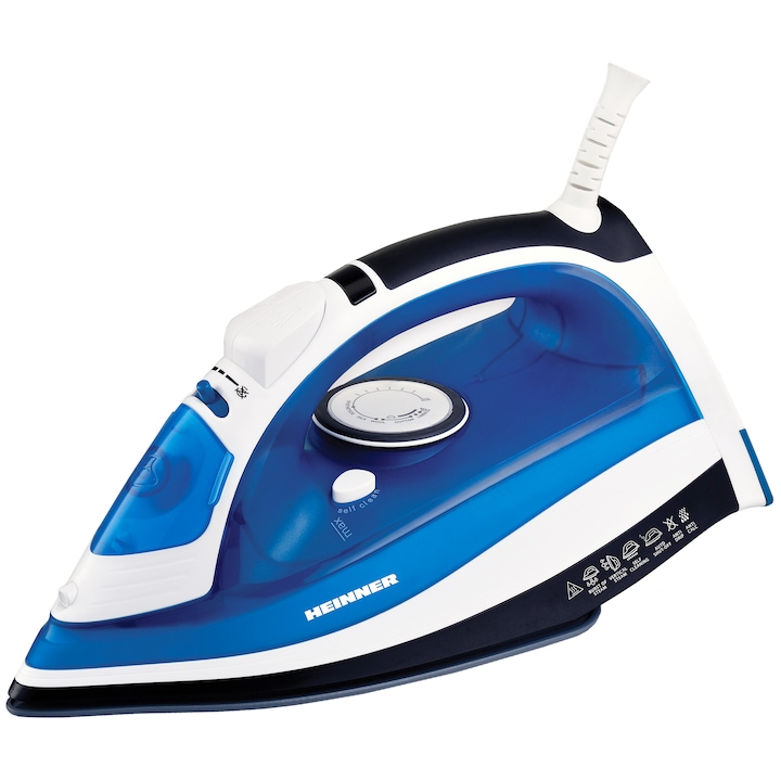Fier de calcat Heinner Azuritte HSI-2400AZ, 2400 W, Talpa ceramica, Auto-oprire, Albastru