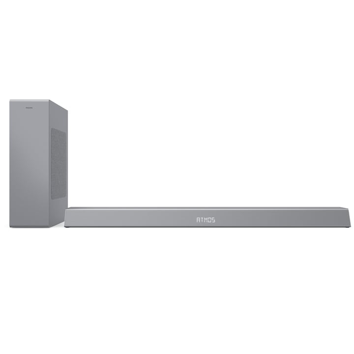 Soundbar Philips TAB8505/10, 2.1, 240W, Subwoofer Wireless, Dolby Atmos, Argintiu