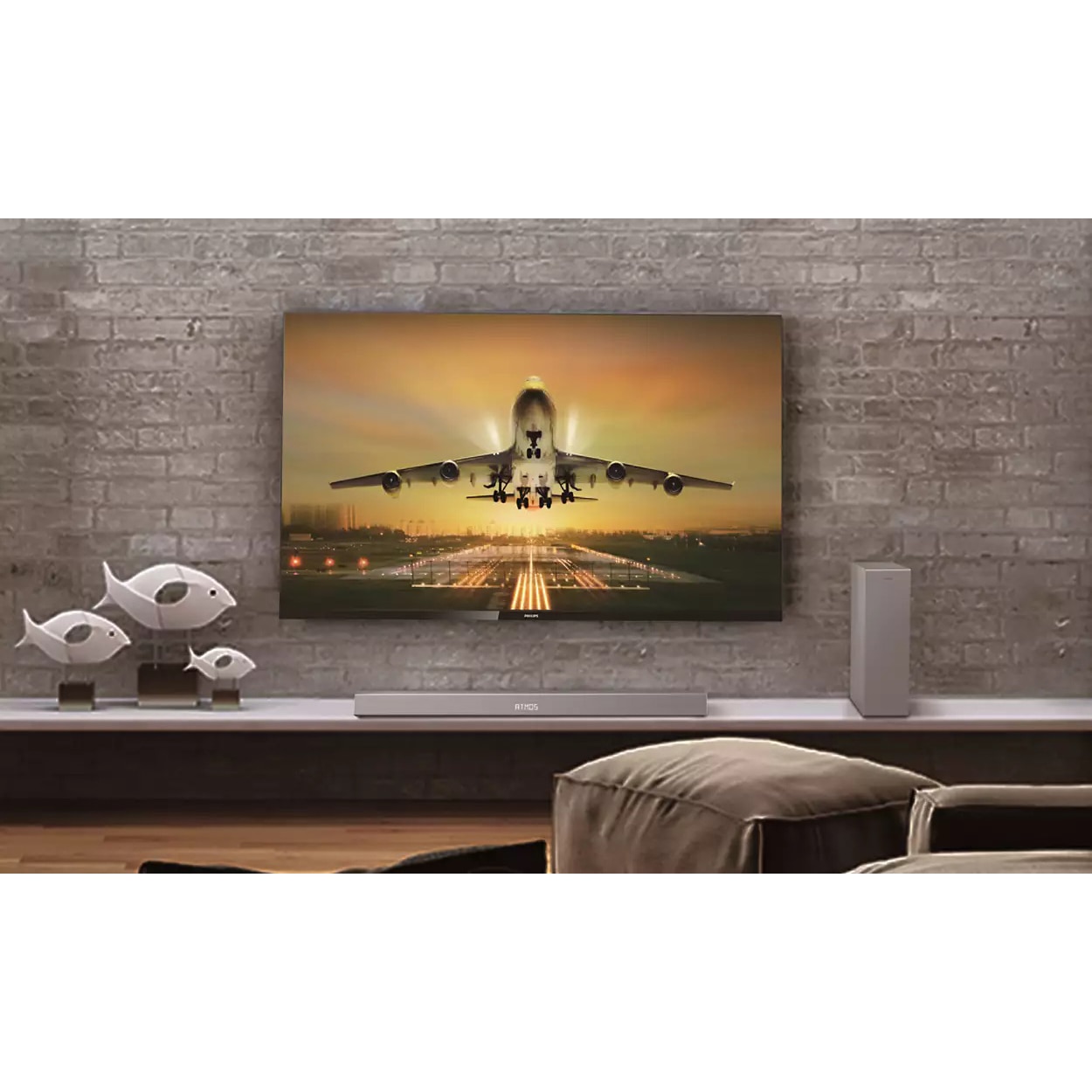 Soundbar Philips TAB8505/10, 2.1, 240W, Subwoofer Wireless, Dolby Atmos, Argintiu