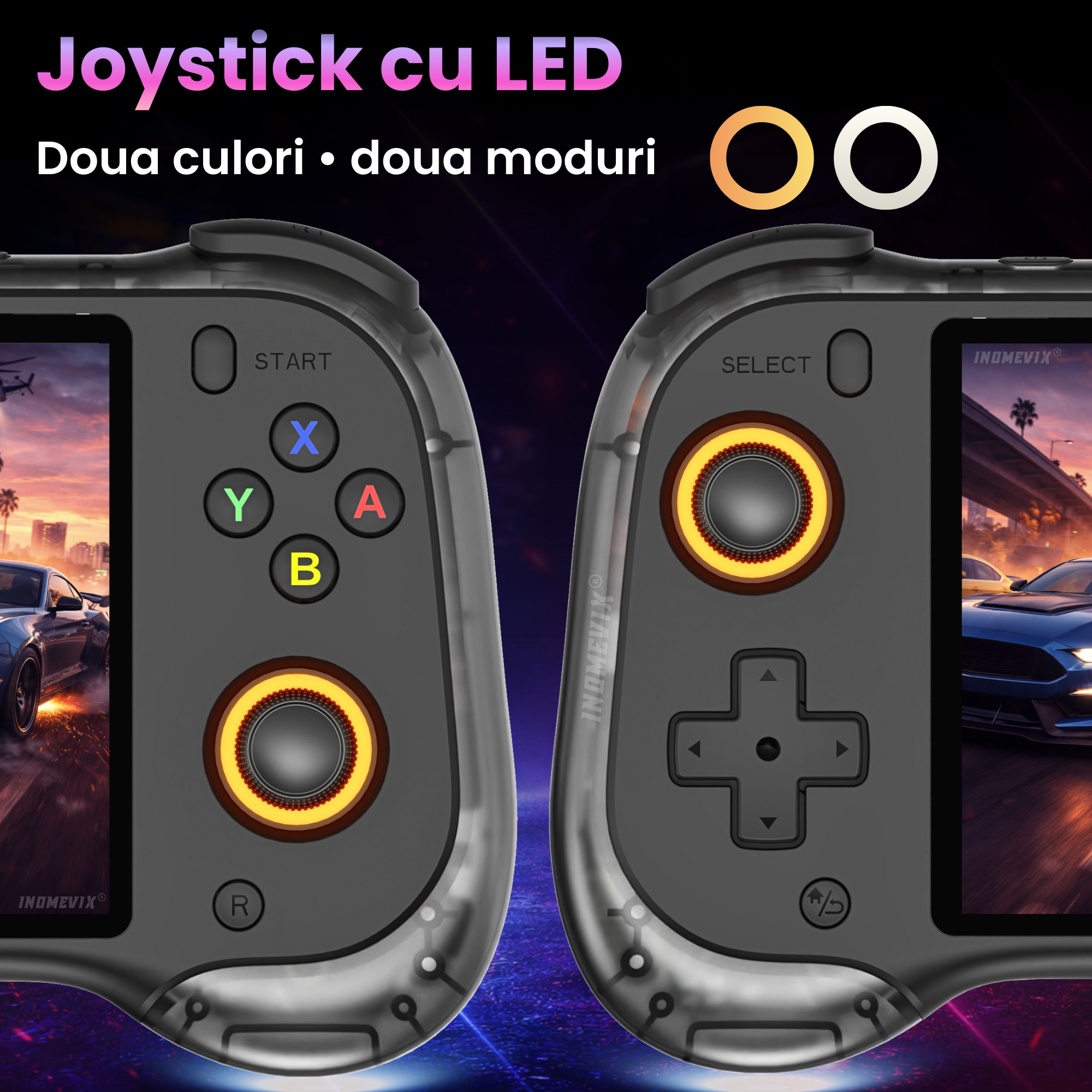 Consola jocuri portabila INOMEVIX®, Ecran IPS 5.5 inch HD, Baterie 5000 mAh, Joystick Hall cu LED, Conectare TV Mini HDMI, Suport multiplayer, Sistem Linux, Consola jocuri adulti si copii, 15000 Jocuri preinstalate, Consola gaming, RK3566 Quad Core 64 bit