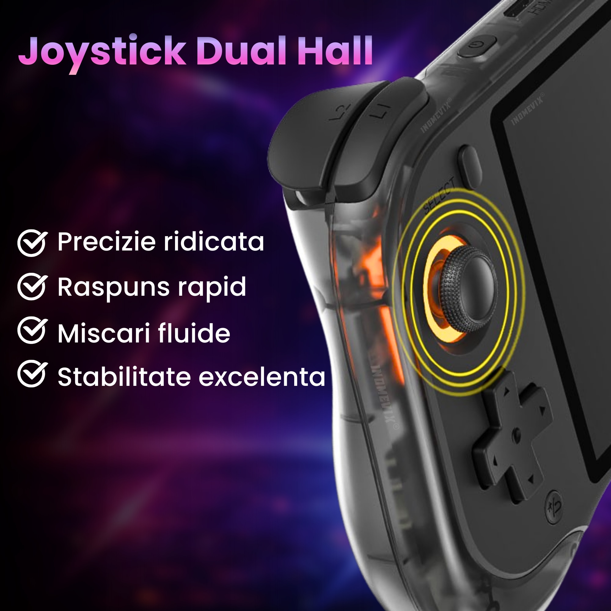 Consola jocuri portabila INOMEVIX®, Ecran IPS 5.5 inch HD, Baterie 5000 mAh, Joystick Hall cu LED, Conectare TV Mini HDMI, Suport multiplayer, Sistem Linux, Consola jocuri adulti si copii, 15000 Jocuri preinstalate, Consola gaming, RK3566 Quad Core 64 bit