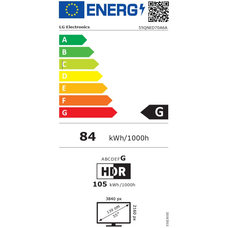 Televizor LG QNED 55QNED70A6A, 139 cm, Smart, 4K Ultra HD, Clasa G (Model 2025)