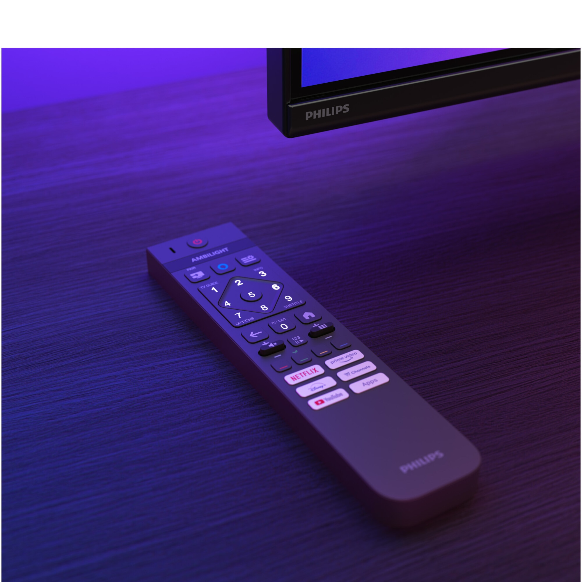 Televizor Philips AMBILIGHT tv QLED 55PUS9010, 139 cm, Smart TV, 4K Ultra HD, 100 Hz, Clasa F (Model 2025)