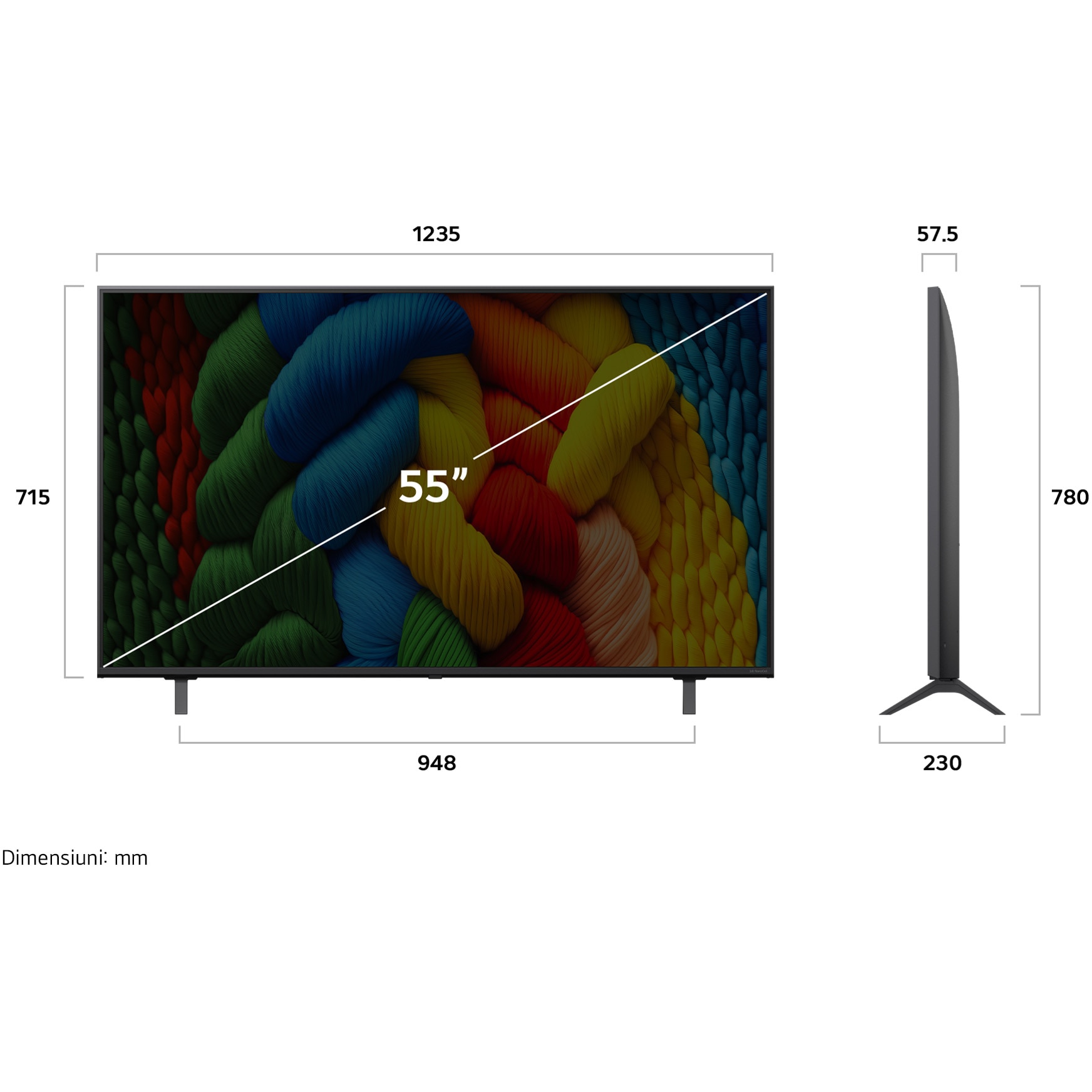 Televizor LG NanoCell 55NANO80A3B, 139 cm, Smart, 4K Ultra HD, Clasa G (Model 2025)