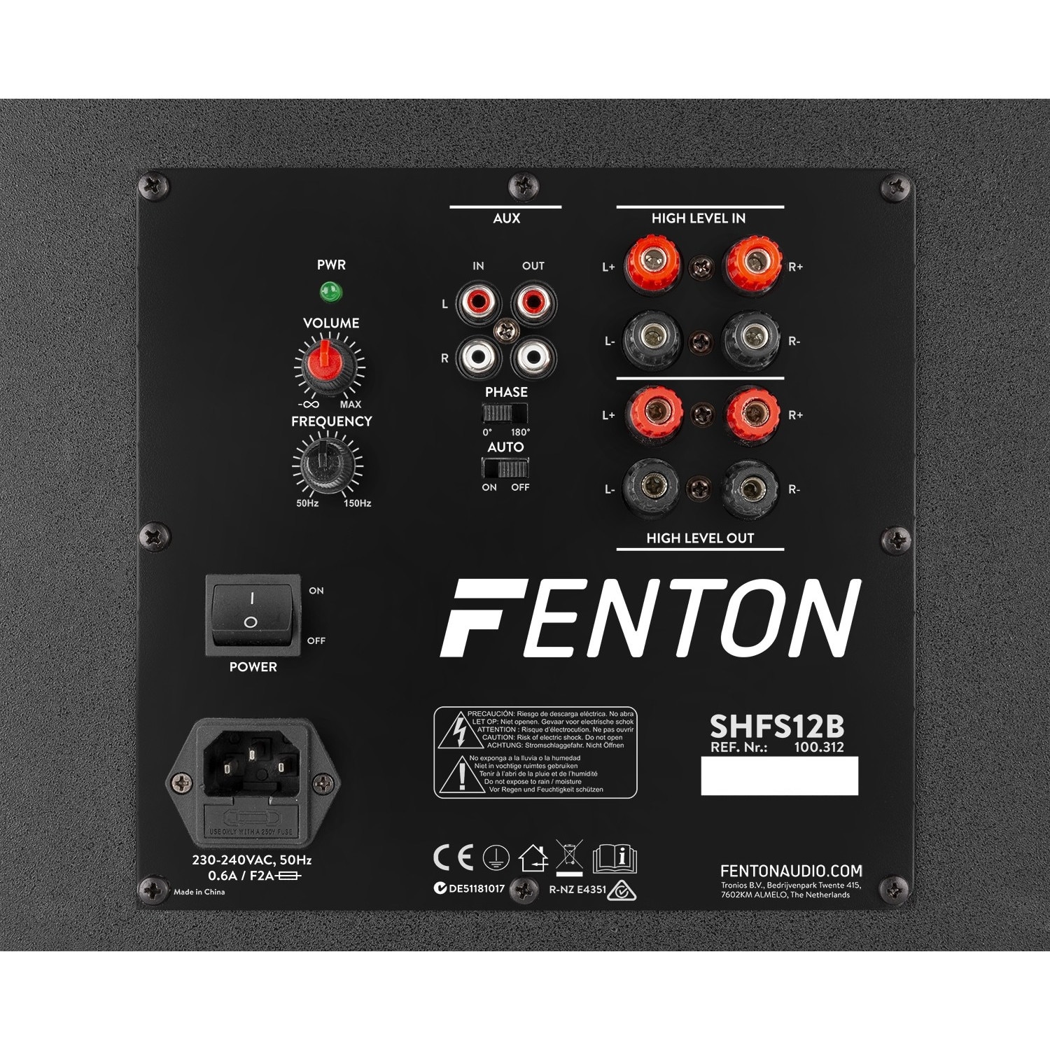 Subwoofer activ, 12", 150W RMS, negru, Fenton SHFS12B