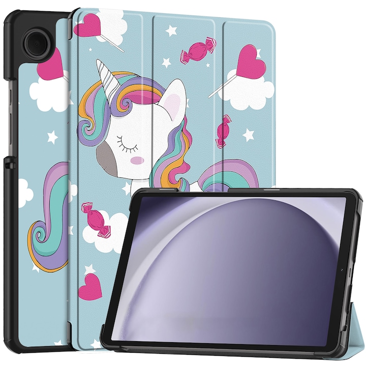 Husa protectie tableta, Piele ecologica, Compatibila cu Samsung Galaxy Tab A11 8.7" 2025 /Galaxy Tab A9 8.7" 2023, inorog