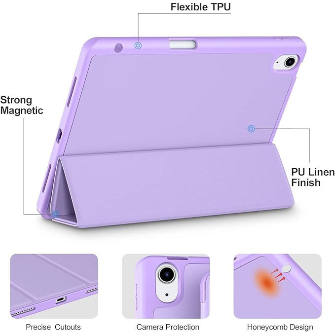 Husa de protectie pentru tableta, potrivita pentru iPad Air 11" 7/6generatii(M3/M2 )2025/2024, iPad Air 5/4 generatii 2022/2020 10.9 ", functie automata trezire/sleep, cu tava pentru stilouri, Violet