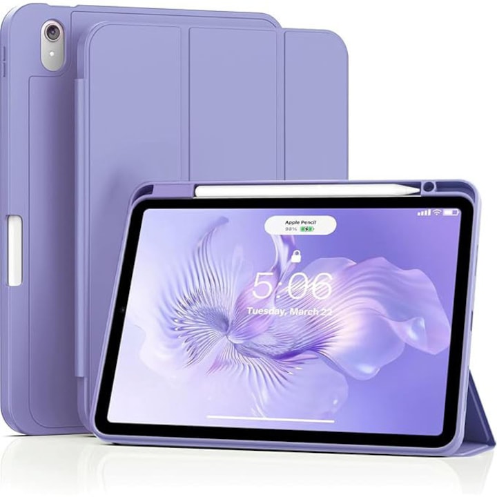 Husa de protectie pentru tableta, potrivita pentru iPad Air 11" 7/6generatii(M3/M2 )2025/2024, iPad Air 5/4 generatii 2022/2020 10.9 ", functie automata trezire/sleep, cu tava pentru stilouri, Violet