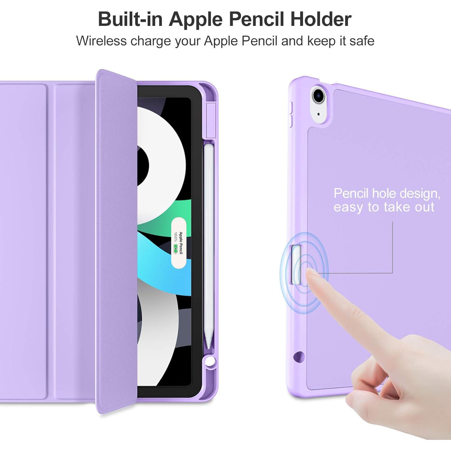 Husa de protectie pentru tableta, potrivita pentru iPad Air 11" 7/6generatii(M3/M2 )2025/2024, iPad Air 5/4 generatii 2022/2020 10.9 ", functie automata trezire/sleep, cu tava pentru stilouri, Violet